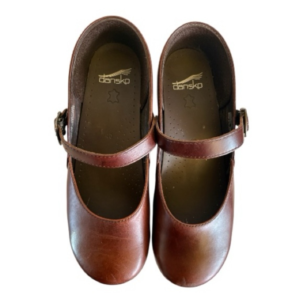 RARE!! Brown Leather Dansko Mary Jane Wedge Shoes - Picture 4 of 6